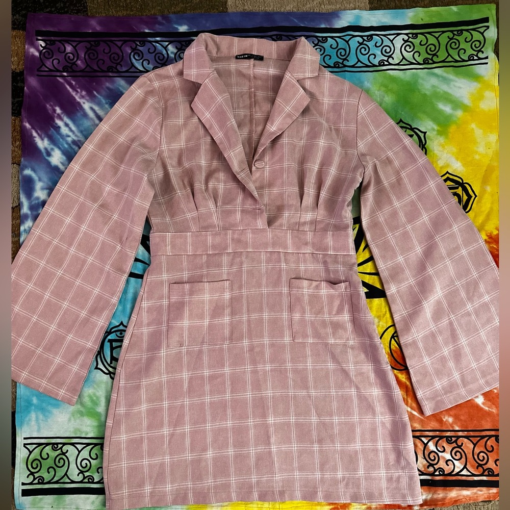 SHEIN PINK PATTERNED DRESS.